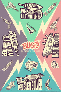 Blast-O Ray Guns Glow in The Dark Vinyl Sticker Sheet