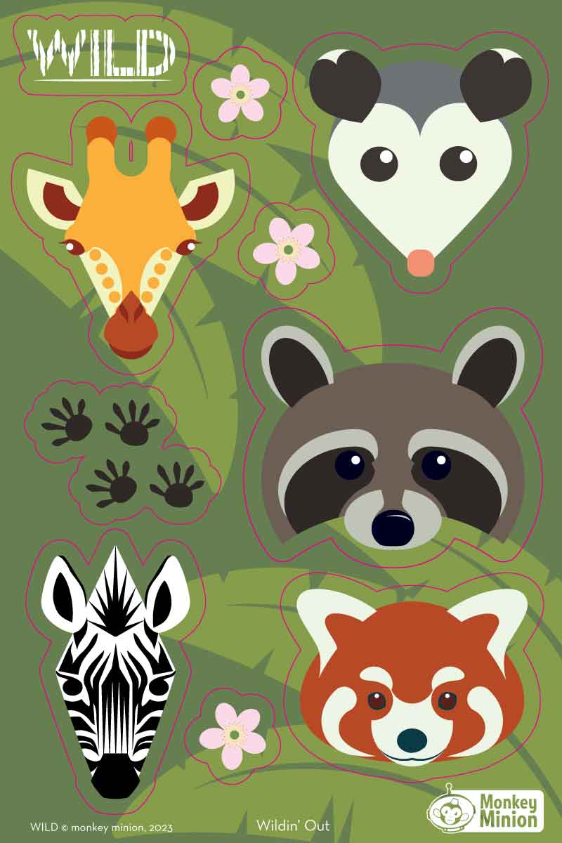 Wildin' Out Animal Vinyl Sticker Sheet