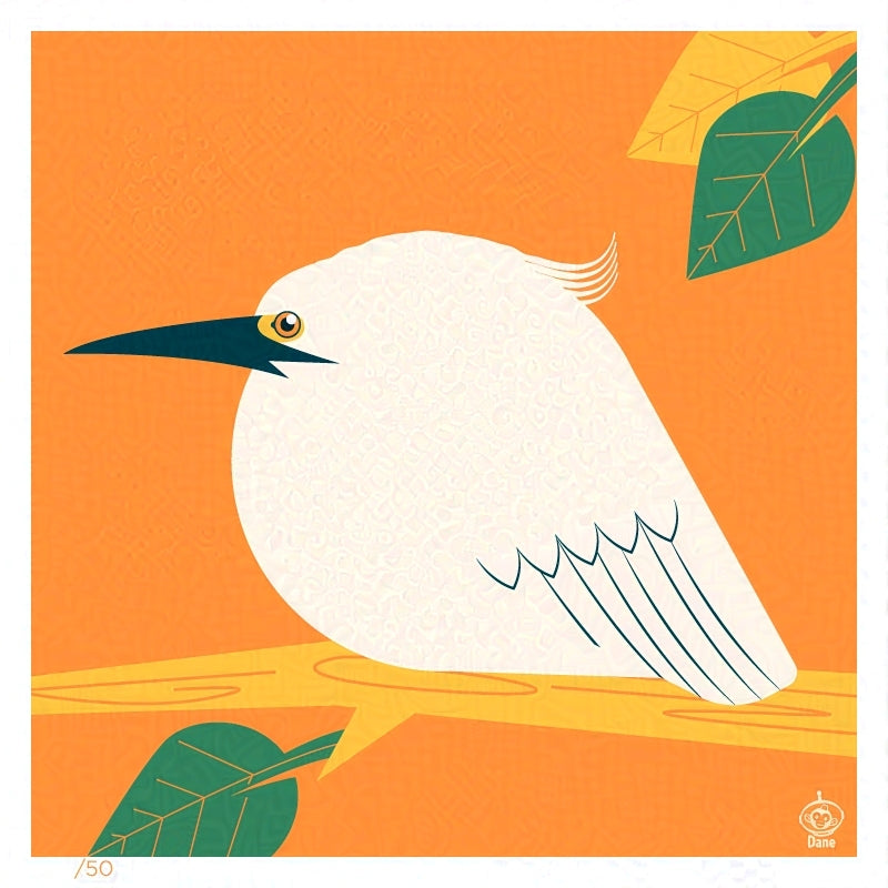 Snowy Egret 4x4 Limited Edition Print