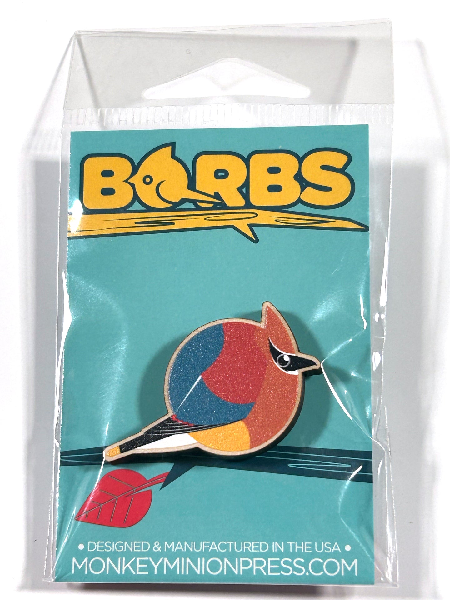 BORBS Cedar Waxwing Wooden Pin