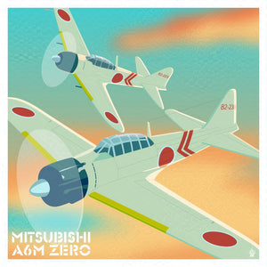 Mitsubishi Zero WW2 Plane - 10x10 Giclee Print
